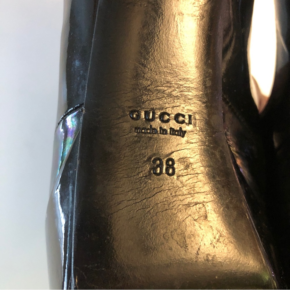 * GUCCI Black Patent Unisex Stiletto Platform Women’s size 38EU Pumps - Picture 6 of 14